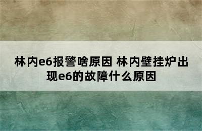 林内e6报警啥原因 林内壁挂炉出现e6的故障什么原因